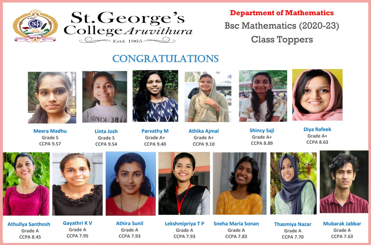 Department of Mathematics: Toppers
